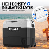 Kolner 50l Fridge Freezer Cooler 12/24/240v Camping Portable Refrigerator With Trolley - Black - Extra Image