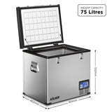 Kolner 75l Portable Fridge Chest Freezer With Lcd Panel - Rv Vehicle Camping Refrigerator - 45-Degree Angle