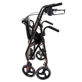 Orthonica Foldable Steel Frame Rollator Walker Lightweight Mobility Aid in Grey - 45-Degree Angle