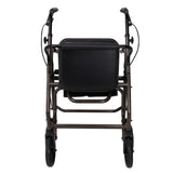 Orthonica Foldable Steel Frame Rollator Walker Lightweight Mobility Aid in Grey - Rear View