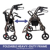 Orthonica Foldable Steel Frame Rollator Walker Lightweight Mobility Aid in Grey - Low Angle