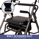 Orthonica Foldable Steel Frame Rollator Walker Lightweight Mobility Aid in Grey - Extra Image