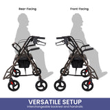 Orthonica Foldable Steel Frame Rollator Walker Lightweight Mobility Aid in Grey - Extra Image