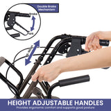 Orthonica Foldable Steel Frame Rollator Walker Lightweight Mobility Aid in Grey - Extra Image