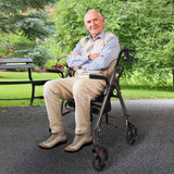 Orthonica Foldable Steel Frame Rollator Walker Lightweight Mobility Aid in Grey - Extra Image