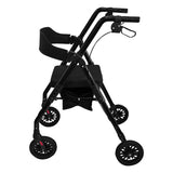 Orthonica Foldable Mobility Steel Rollator 136kg Max Capacity Black - Front View