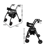 Orthonica Foldable Mobility Steel Rollator 136kg Max Capacity Black - Side View