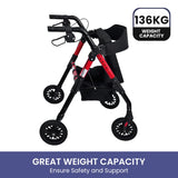 Orthonica Foldable Mobility Steel Rollator 136kg Max Capacity Red - Extra Image