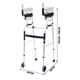 Orthonica Folding Rollator Walker Aluminium Adjustable Handles With Cane Box - Front View