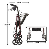 Orthonica Foldable Steel Frame Rollator 4-Wheel Walker - Side View