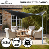 Wallaroo 3x3m Butterfly Steel Gazebo - Charcoal - Front View