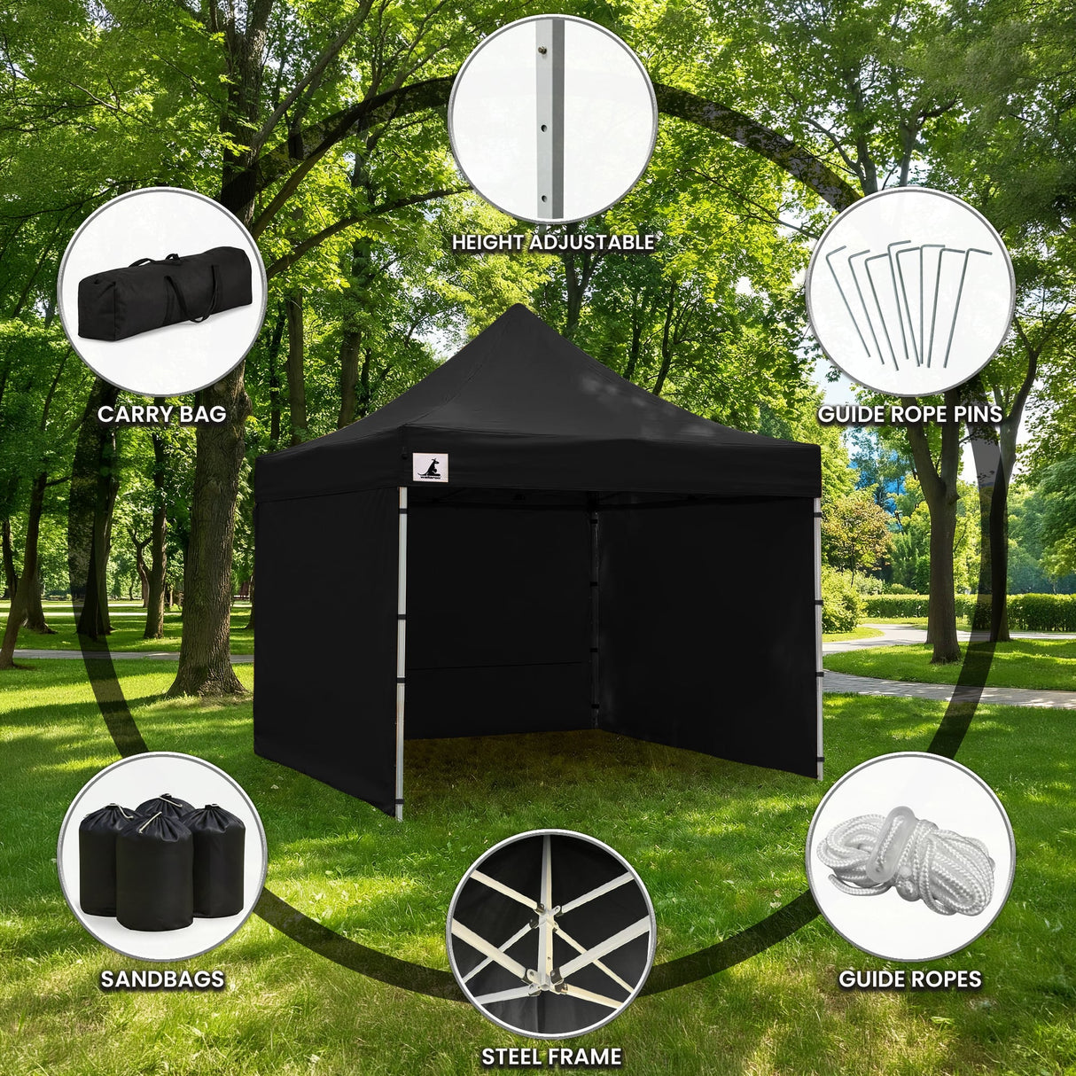 Wallaroo Gazebo Tent Marquee 3x3 PopUp Outdoor Black