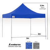 Wallaroo Gazebo Tent Marquee 3x3 PopUp Outdoor- Blue - Low Angle