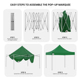 Wallaroo Gazebo Tent Marquee 3x3 Popup Outdoor - Green - Low Angle