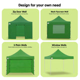 Wallaroo Gazebo Tent Marquee 3x3 Popup Outdoor - Green - Top-Down View