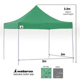 Wallaroo Gazebo Tent Marquee 3x3 Popup Outdoor - Green - Low Angle