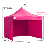 Wallaroo Gazebo Tent Marquee 3x3 PopUp Outdoor Pink - Side View