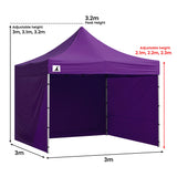 Wallaroo Gazebo Tent Marquee 3x3 PopUp Outdoor Purple - Side View