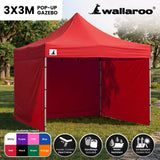 Wallaroo Gazebo Tent Marquee 3x3 PopUp Outdoor Red - Front View