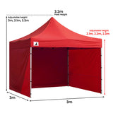 Wallaroo Gazebo Tent Marquee 3x3 PopUp Outdoor Red - Side View