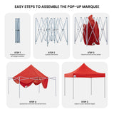 Wallaroo Gazebo Tent Marquee 3x3 PopUp Outdoor Red - Low Angle