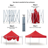 Wallaroo Gazebo Tent Marquee 3x3 PopUp Outdoor  Red - 45-Degree Angle