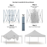 Wallaroo Gazebo Tent Marquee 3x3 PopUp Outdoor Wallaroo White - Rear View