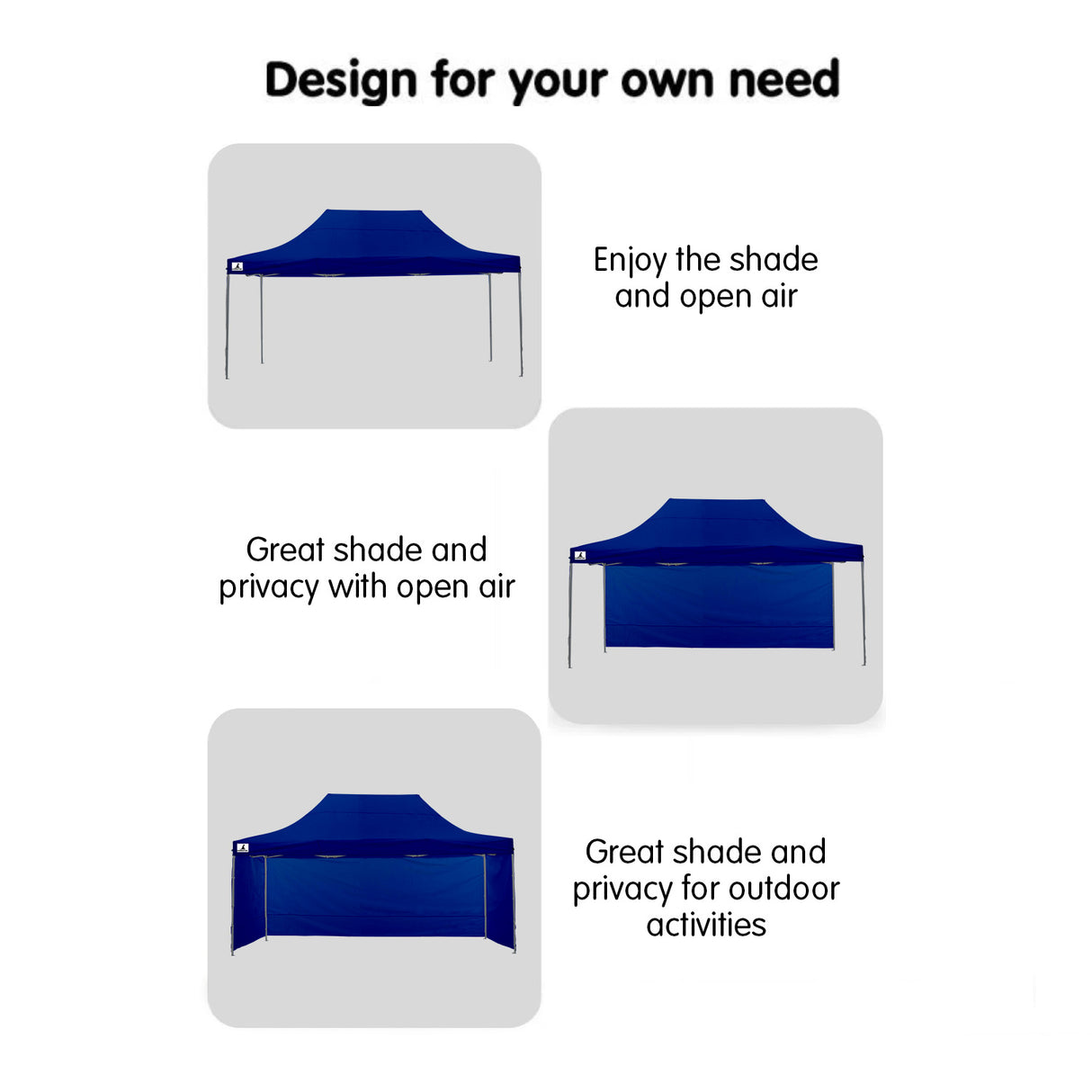 Wallaroo Gazebo Tent Marquee 3x4.5m PopUp Outdoor Blue