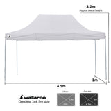 Wallaroo Gazebo Tent Marquee 3x4.5m PopUp Outdoor White - Close-Up Angle