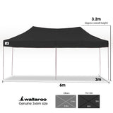Wallaroo Gazebo Tent Marquee 3x6m PopUp Outdoor Wallaroo Black - Close-Up Angle