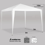 Wallaroo 3x3m Outdoor Party Wedding Event Gazebo Tent - White - Top-Down View