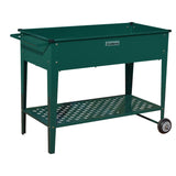 Wallaroo Garden Bed Cart Raised Planter Box 108.5 x 50.5 x 80cm Galvanized Steel - Green - Front View