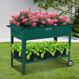 Wallaroo Garden Bed Cart Raised Planter Box 108.5 x 50.5 x 80cm Galvanized Steel - Green - Extra Image
