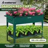 Wallaroo Garden Bed Cart Raised Planter Box 108.5 x 50.5 x 80cm Galvanized Steel - Green - Extra Image