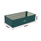 Wallaroo Garden Bed 120 x 60 x 30cm Galvanized Steel - Green - Top-Down View