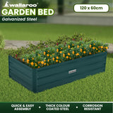 Wallaroo Garden Bed 120 x 60 x 30cm Galvanized Steel - Green - Extra Image