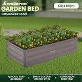 Wallaroo Garden Bed 120 x 60 x 30cm Galvanized Steel - Grey - Extra Image