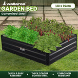 Wallaroo Garden Bed 120 x 90 x 30cm Galvanized Steel - Black - Low Angle