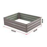 Wallaroo Garden Bed 120 x 90 x 30cm Galvanized Steel - Grey - Side View