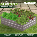 Wallaroo Garden Bed 120 x 90 x 30cm Galvanized Steel - Grey - Low Angle
