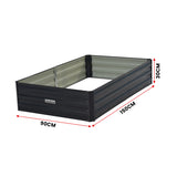 Wallaroo 150 x 90 x 30cm Galvanized Steel Garden Bed - Black - Side View