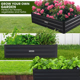 Wallaroo 150 x 90 x 30cm Galvanized Steel Garden Bed - Black - Top-Down View