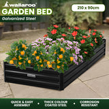 Wallaroo Garden Bed 210 x 90 x 30cm Galvanized Steel - Black - Extra Image