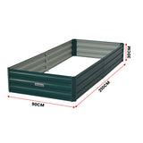 Wallaroo Garden Bed 210 x 90 x 30cm Galvanized Steel - Green - Top-Down View