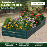 Wallaroo Garden Bed 210 x 90 x 30cm Galvanized Steel - Green - Low Angle