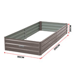 Wallaroo Garden Bed 210 x 90 x 30cm Galvanized Steel - Grey - Top-Down View