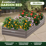 Wallaroo Garden Bed 210 x 90 x 30cm Galvanized Steel - Grey - Extra Image