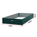 Wallaroo Garden Bed 240 x 120 x 30cm Galvanized Steel - Green - Top-Down View