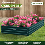 Wallaroo Garden Bed 240 x 120 x 30cm Galvanized Steel - Green - Extra Image