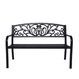 Wallaroo Steel Outdoor Garden Bench - Floral - Rear View